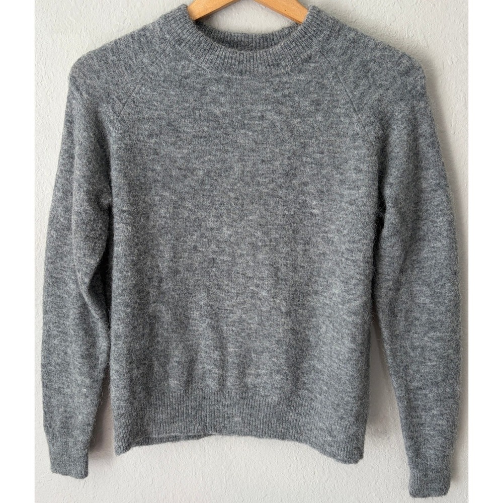 Zara Womens Gray Wool Alpaca Blend Knit Crewneck Sweater Size S Quiet Luxury